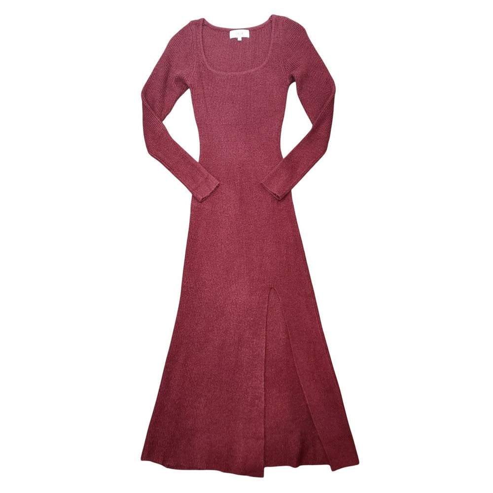 LUCCA Red Sweater Maxi Dress Size S Merlot Bodycon Boho Sexy Festival Whimsigoth